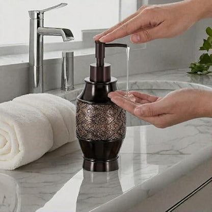 Creative Scents Dublin Brown Bathroom Soap Dispenser Set of 2 | Decorative Resin 8 Oz. Hand Soap and Lotion Dispenser Bottles with Matching Pumps - Bathroom Countertop Accessories Decor - style: Soap dispenser set