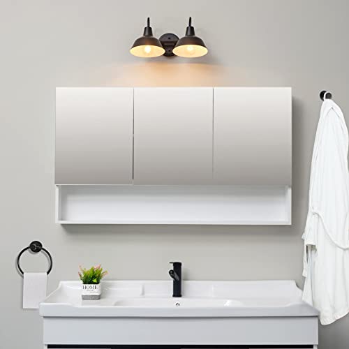 Globe Electric 63000004 3-Piece Bathroom Set, Matte Black, 15.5" 2-Light Vanity Light, Towel Ring, Toilet Paper Holder, Bulb Not Included - color: Matte Black, Brooklyn (3-Piece)