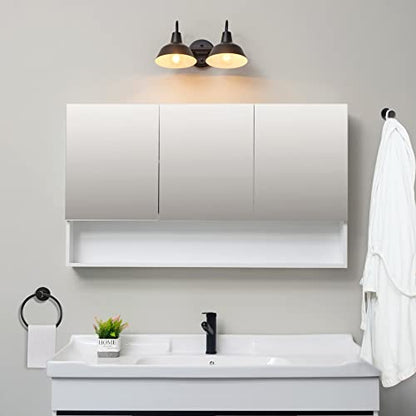 Globe Electric 63000004 3-Piece Bathroom Set, Matte Black, 15.5" 2-Light Vanity Light, Towel Ring, Toilet Paper Holder, Bulb Not Included - color: Matte Black, Brooklyn (3-Piece)