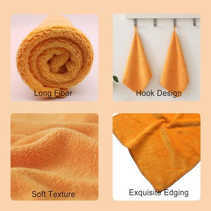 Premium Ultra Absorbent Microfiber Cleaning Cloths, 400 GSM Lint Free Towels, Reusable Cleaning Rags for Kitchen, Car Detailing, Glass, Stainless Steel & Household Cleaning,12"x12" - color: Orange