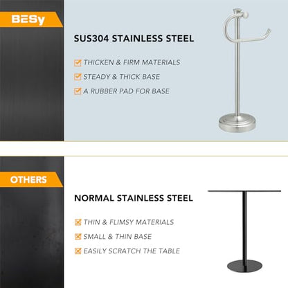 17 Inch Brushed Nickel Stand Towel Bar Hanger Hand Towel Bar Bathroom Vanity Countertop Towel Holder Free Standing Stainless Steel Towel Ring Hardware Accessories Towel Rack - color: Brushed Nickel