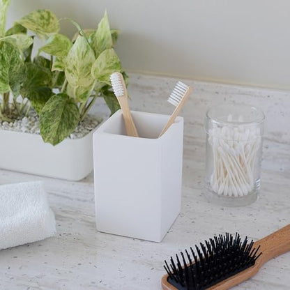 Yew Design Matte White Bathroom Toothbrush Holder Cup - Square - color: Square Matte White