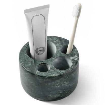 Karibiber Marble Toothbrush Holders, 4 Slots Toothbrush Holders for Bathrooms Countertop, Small Cute Green Kids Toothbrush Organizer, Drainage Toothbrush and Toothpaste Holder Stand Unique Cat Paw