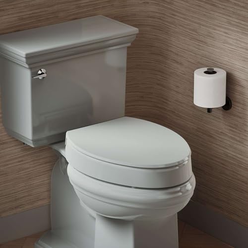 KOHLER Hyten 3" Height Solft Close Elongated Toilet Seat, White | 25875-0, Elevated Contoured Seat, Grip-Tight Bumpers, Quick-Attach Hardware - color: White, size: Elongated