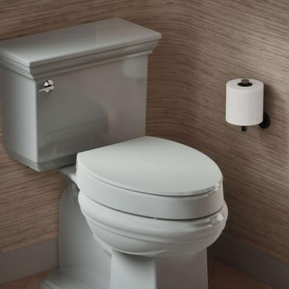 KOHLER Hyten 3" Height Solft Close Elongated Toilet Seat, White | 25875-0, Elevated Contoured Seat, Grip-Tight Bumpers, Quick-Attach Hardware - color: White, size: Elongated