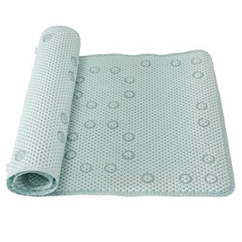 Bathtub Mat Non Slip 36'' X 17'', Soft Foam Bath Mat for Tub, Bathtub Mat with Drain Holes, Suction Cups Shower Mat (Ice Green, 36''X17'')