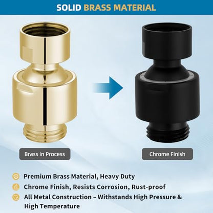 Hibbent Adjustable Metal Shower Head Swivel Ball Joint Adapter, Solid Brass, Matte Black, 30 Swivel, G1/2 Connections, Easy Install - color: Matte Black