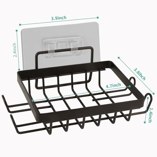 Carrie Joe Soap Holder Self Draining Soap Dish Razor Holder for Shower Wall Not Punched Easy Clean Bar Soap Holder Fit for Bathroom, Kitchen Sink - color: Black-1