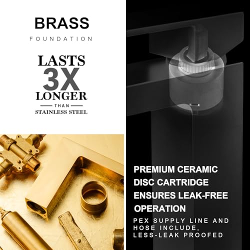 Champagne Gold Single Hole Bathroom Faucets, BF307-CB | Brushed Gold Bathroom Sink Faucet Single Handle Vanity Faucet with Drain Assembly, Deck Plate Included - color: Champagne Gold
