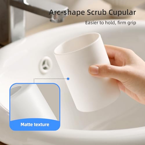 Bathroom Tumbler 13.75oz 1PK- Non Slip Plastic Toothbrush Cup, White | Easy to clean 390ml plastic bathroom tumbler with non-slip grip. Durable toothbrush cup for home, travel and business - color: White, size: 1PC