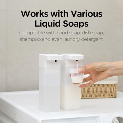 mooas Multi Auto Gel Hand Soap Dispenser, Automatic, Rechargeable (Black) | 3-Level Adjustable, IPX7 Waterproof, USB-C Charging, 15.2oz Capacity, Liquid Soap, Automatic Cleaning, Kitchen, Bathroom - color: Black