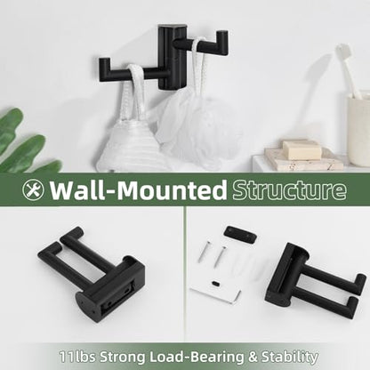 Aomasi Matte Black Swivel Towel Hook with 2 Rotating Arms, Wall Mounted | Solid 304 Stainless Steel, Bathroom Kitchen RV Towel Dishrag Storage Wall Hook, 180° Rotating & Folding, Space-saving - color: Matte Black, size: 1 Pack