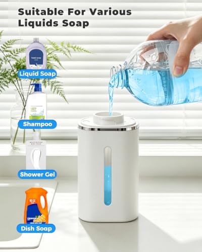 2 Pack Automatic Liquid Soap Dispenser, USB Rechargeable | , 13.5oz/400mL, 9-Adjustable Liquid Levels, IPX5 Waterproof, Touchless & Wall/Tabletop Use for Kitchen Bathroom, White - color: White Liquid