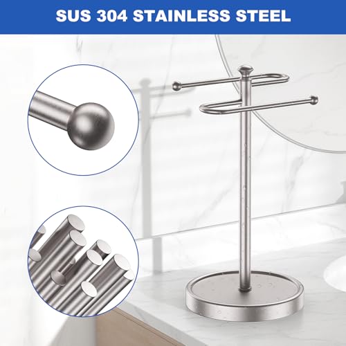 Hand Towel Holder, 304 Stainless Steel Heavy Duty S Shape Hand Towel Stand Free Standing Towel Bar for Bathroom Kitchen Countertop - color: Nickel