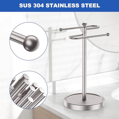 Hand Towel Holder, 304 Stainless Steel Heavy Duty S Shape Hand Towel Stand Free Standing Towel Bar for Bathroom Kitchen Countertop - color: Nickel