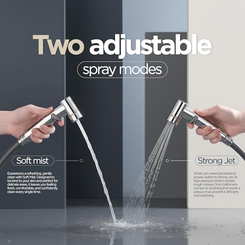 Bidet Sprayer for Toilet | Handheld Bidet Shattaf Toilet Spray | Bathroom Baby Cloth Diaper Sprayer | Support Wall or Toilet Mount - color: Chrome