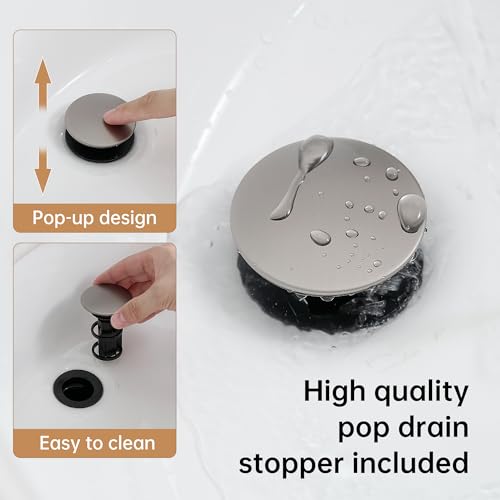 Waterfall Single Handle Bathroom Sink Faucet Grey | Vanity Faucet with Pop-up Drain, llaves para lavamanos de baño, Ceramic Valve, for 1 or 3 Hole Modern Bathrooms. - color: Gray