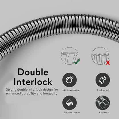 Shower Hose & Holder for Handhelds, 79" Extra Long Shower Hose, Built-in Explosion-Proof Braided Mesh Anti-leakage, 304 Stainless Steel Chrome Plated, with Shower Head Holder (chrome) - color: Chrome