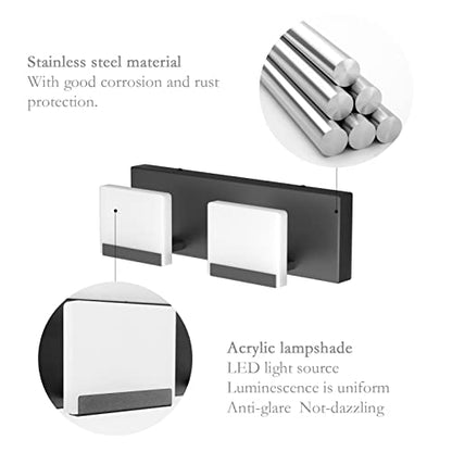 Ralbay Matte Black Vanity Light 2 Lights Bathroom Vanity Lights Acrylic LED Modern Black Bathroom Light Fixtures - color: Black, size: 2-Light