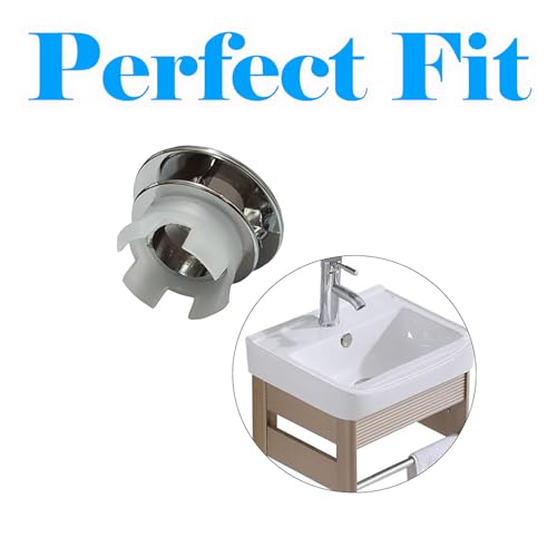 4 Pack Bathroom Basin Sink Round Tidy Trim Chrome Round Overflow Cover Rings Hole Replacement Ceramic Pots for Home,Sink,Bathroom,Kitchen - color: Double Layer