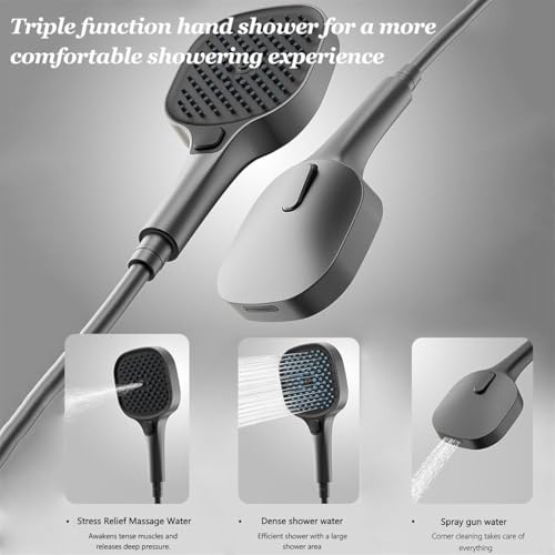 Shower Panel Tower Systems with Shelf,6 Functions Piano Key Design,Thermostatic Shower Set w/Adjustable Body Jets for Home (Grey) - color: Gray