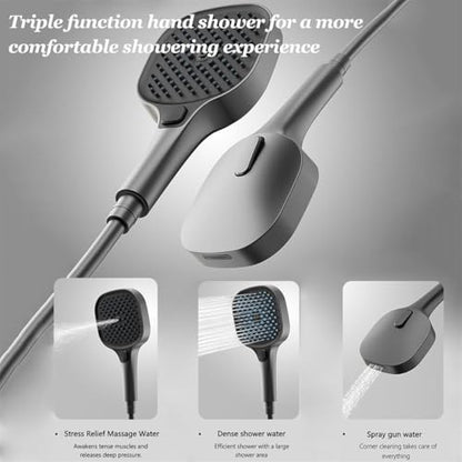Shower Panel Tower Systems with Shelf,6 Functions Piano Key Design,Thermostatic Shower Set w/Adjustable Body Jets for Home (Grey) - color: Gray