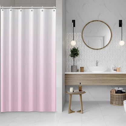 Ombre Pale Pink Stall RV Shower Curtain with Hooks 36x72inches | Machine Washable Waterproof, Modern Solid Boho Gradient, Bathroom Dorm Hotel Room Divider, Easy to Install, Window Curtain - color: Pale Pink, size: 36"W x 72"L (Pack of 1)