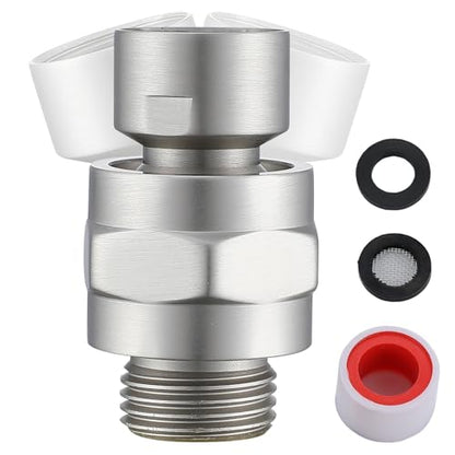 Shower Head Swivel Ball Adapter, Solid Brass Universal Angle Connector | Solid Brass, No Flow Restrictor, G1/2 Universal Fit, Adjustable Angle, Handheld/ Fixed/Rain Showerheads, Brushed Nickel - color: Brushed Nickel