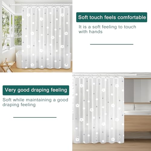 Shower Curtain Liner, 100% Waterproof Peva Shower Curtains with 3 Duty Heavy Bottom Magnets and 12 Rust Proof Grommets, 72x72 Weighted Shower Liner for Shower Stall, Bathtubs - color: Flowers and Stars