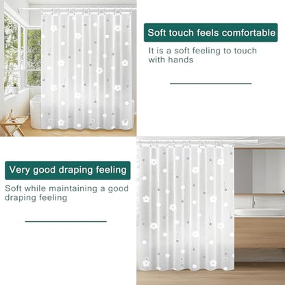 Shower Curtain Liner, 100% Waterproof Peva Shower Curtains with 3 Duty Heavy Bottom Magnets and 12 Rust Proof Grommets, 72x72 Weighted Shower Liner for Shower Stall, Bathtubs - color: Flowers and Stars
