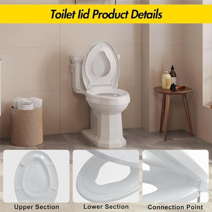 Elongated 19-Inch Toilet Seat, Built-In Potty Training Insert, Flat Front Design, Top Mount Quick-Release Hinges, Durable PP Plastic, Soft Close Family Bathroom Lid, Easy Clean Surface - size: Elongated toddler toilet seat