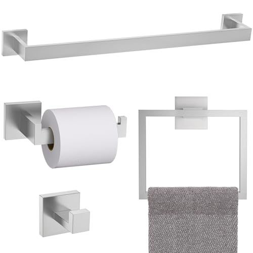 TURS 5-Piece Bathroom Hardware Set Brushed Nickel Towel Bar Set 23.6inch Bath Towel Holder Sets SUS 304 Stainless Steel Wall Mounted Towel Rack Sets for Bathroom. - color: Brushed Nickel, size: Set D