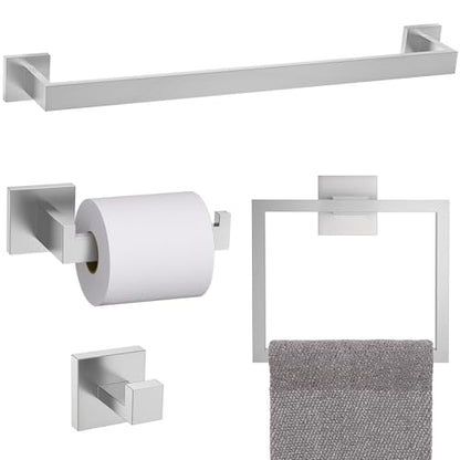 TURS 5-Piece Bathroom Hardware Set Brushed Nickel Towel Bar Set 23.6inch Bath Towel Holder Sets SUS 304 Stainless Steel Wall Mounted Towel Rack Sets for Bathroom. - color: Brushed Nickel, size: Set D