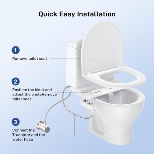 Toilet Bidet Attachment, Non-Electric Dual Nozzle (Feminine/Bidet Wash), Self-Cleaning Fresh Cold Water Sprayer Bidets for Toilets with Adjustable Water Pressure (Dual Knob, White) - color: Dual Knob, White
