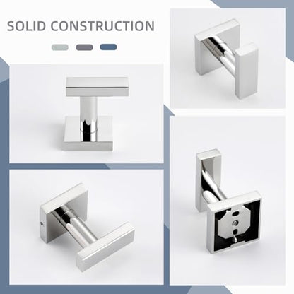 Angle Simple Bathroom Towel Hook, Square Robe Coat Hook, Polished Chrome | Solid SUS304 Stainless Steel, Modern & Heavy Duty Bath Towel Holder, for Shower Kitchen Entryway, Screws Wall Mount - color: Polished Chrome