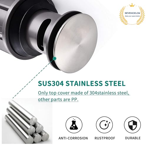 Brushed Bathroom Sink Drain with Overflow Pop Up Sink Drain Stopper for Sink Faucet Vessel Vanity Sink Drain Strainer with Hair Catcher Anti-Clog Strainer Brushed Nickel, SD30-BN - style: Big Popup Cap-Brushed Nickel