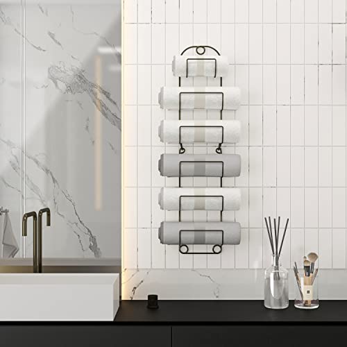 Towel Racks for Bathroom Wall Mounted Metal Wine Rack Towel Shelf Towel Holder for Bath Bronze - color: Bronze