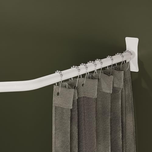 Naiture 60'' x 36'' D Shape Shower Curtain Rod with 36'' Vertical Ceiling Support, Aluminum, Matte White Finish - color: Matte White, size: 60'' x 36''