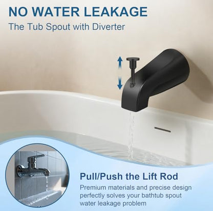 Universal Tub Spout for 1/2" Copper Pipe, 1/2" IPS and 3/4" IPS, Bathtub Faucet with Diverter and Adapter and Hex Wrench (Matte Black) - color: Matte Black