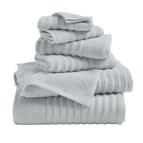 Great Bay Home Bath Towel Set - 100% Cotton 6 Piece Towel Set - Absorbent & Quick-Dry Towels for Bathroom (Light Blue) - color: Light Blue, size: 6 Piece Set