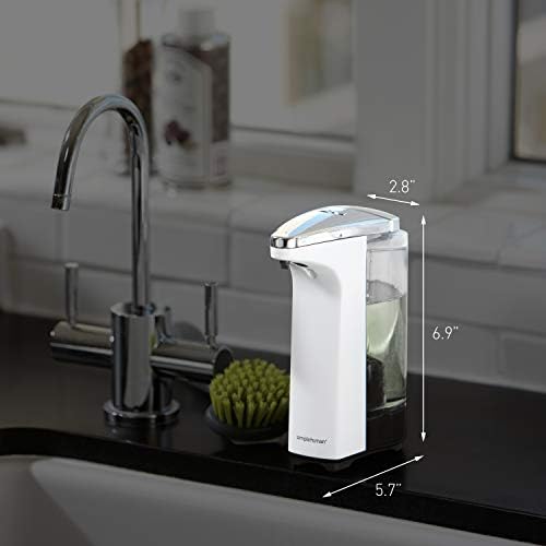 simplehuman 8 oz. Touch-Free Sensor Liquid Soap Pump Dispenser with Soap Sample, White - color: White, size: 8 oz. Battery Operated