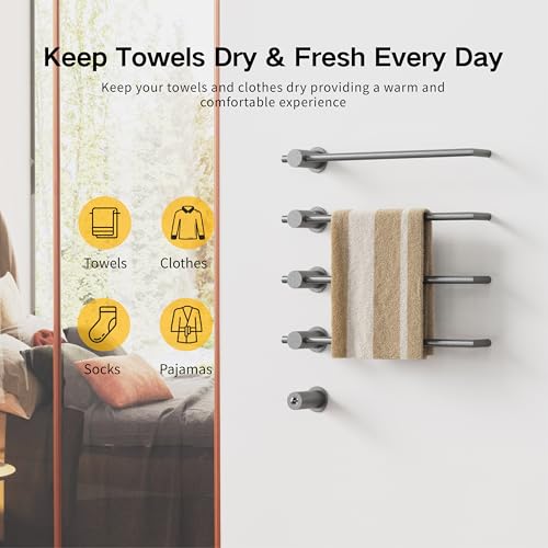 Z&Zhanle Electric Towel Warmer Rack, 3-Bar Wall Mount, Hidden Style, One-Touch Start, (Premium Gray) - color: 3-bar Premium Gray