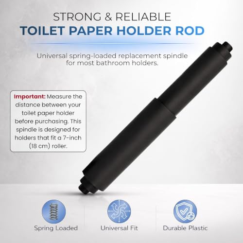 Toilet Paper Holder Spring Rod | Toilet Paper Roller Replacement | Standard & 7 Inch Size Toilet Paper Holder Replacement Rod (1, Black) - color: Black