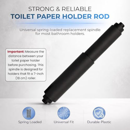 Toilet Paper Holder Spring Rod | Toilet Paper Roller Replacement | Standard & 7 Inch Size Toilet Paper Holder Replacement Rod (1, Black) - color: Black