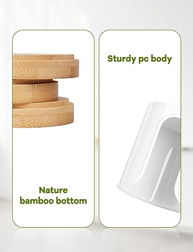 Bathroom Cup Dispenser - Small Cup Holder for Dixie 3 oz Bathroom Cups, Mouthwash Cups, 3 4 Ounce Cup Dispenser - PC/Bamboo, White, Pack of 1 - color: White/Bamboo/1Pack