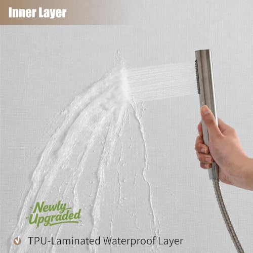 eachope No Hook Shower Curtain, Waterproof Slub Fabric, White 71x74 in | no separate liner, split grommets, waterproof backing, weighted hem, 160GSM slub fabric, machine washable, renter friendly - color: White, size: 71"W x 74"L (Pack of 1)