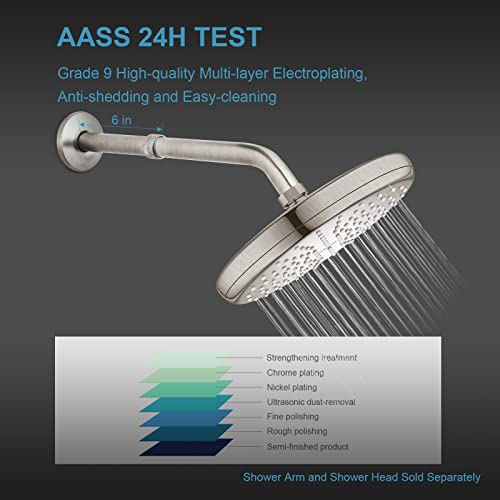 OFFO Shower Head Extension Arm, Brushed Nickel Shower Arm Extension Shower Head Extender Made of 304 Stainless Steel Shower Pipe Extension, 6 in - color: Brushed Nickel, style: 6 in