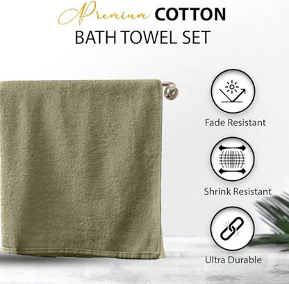 KAHAF COLLECTION 100% Cotton Bath Towels, 24x48 Pack of 6 Towels, Quick Dry, Highly Absorbent, Soft Feel Towel, Gym, Spa, Bathroom, Shower, Pool, Luxury Soft Towels (Olive Green, 24x48-6 Pack) - color: Olive Green, size: 24x48 - 6 PACK