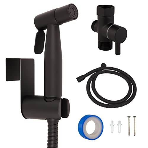 Handheld Single-Function Bidet Sprayer, Dual Mount, 48-Inch Stainless Steel Hose, Easy Install, Toilet Hygiene Solution – Design House, 583906 - color: Matte Black