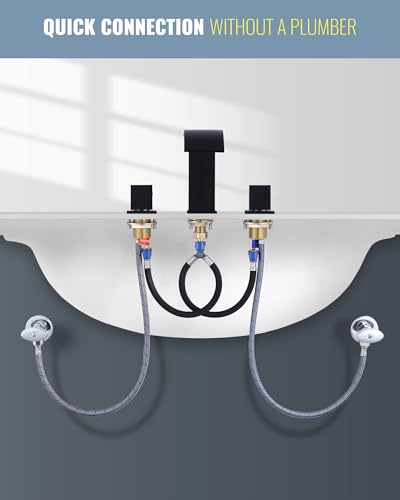 Waterfall Bathroom Faucet 3 Hole: ARCORA 8 Inch Widespread Bathroom Faucet Matte Black, Modern 2 Handles Bathroom Sink Faucet with Pon Up Drain and cUPC Supply Lines - color: Matte Black
